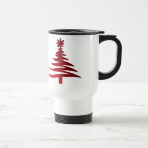 Moderne Weihnachtsbaum-Schablonen Druck Rot Reisebecher