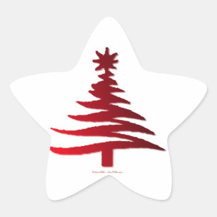 Moderne Weihnachtsbaum-Schablonen Druck Rot Stern-Aufkleber