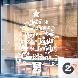 Moderne Weihnachtsbaum-Sprüche-Typografie-Logo Fensteraufkleber