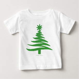 Moderne Weihnachtsbaum Stift drucken Grün Baby T-shirt