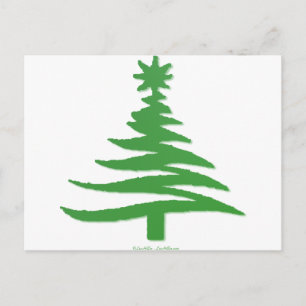 Moderne Weihnachtsbaum Stift drucken Grün Feiertagspostkarte