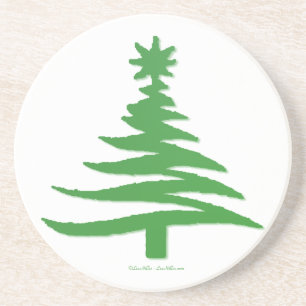 Moderne Weihnachtsbaum Stift drucken Grün Getränkeuntersetzer