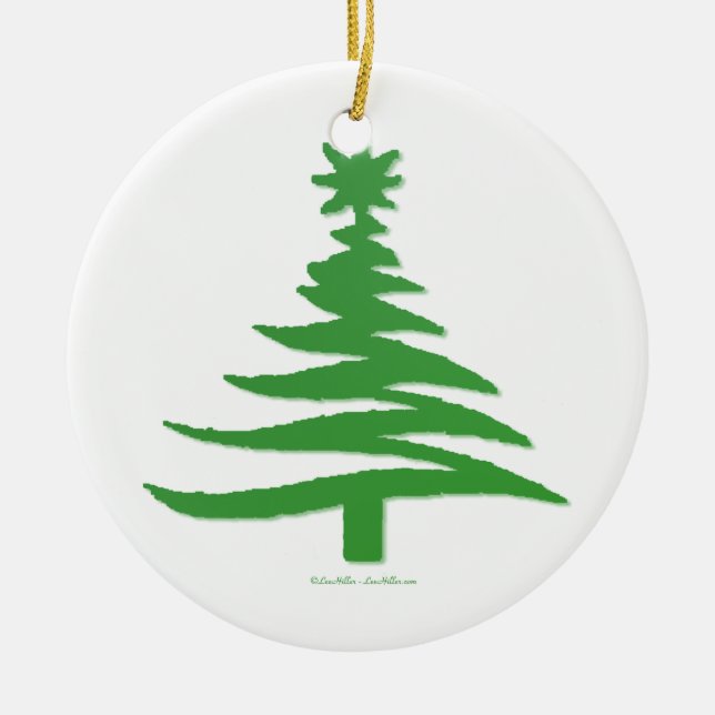 Moderne Weihnachtsbaum Stift drucken Grün Keramik Ornament (Vorne)