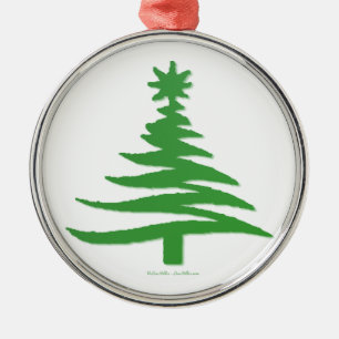 Moderne Weihnachtsbaum Stift drucken Grün Silbernes Ornament