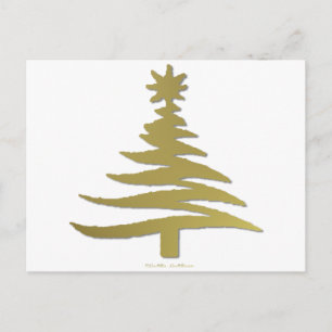 Moderne Weihnachtsbaum Stift Print Gold Feiertagspostkarte