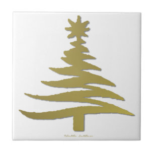Moderne Weihnachtsbaum Stift Print Gold Fliese