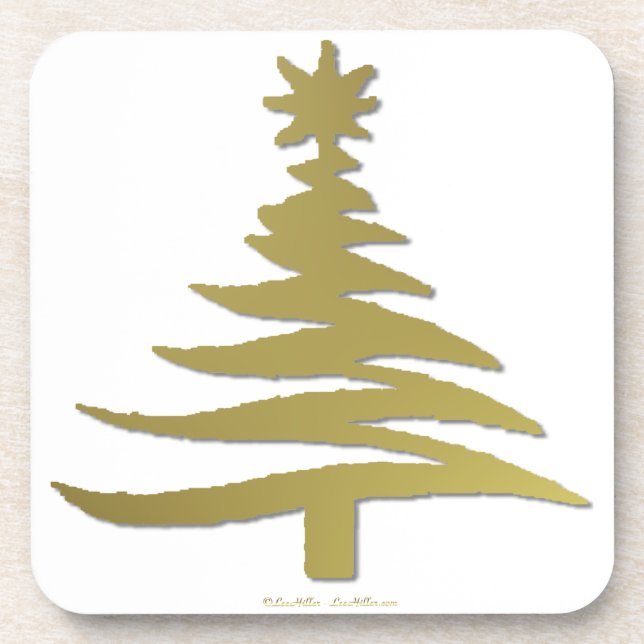 Moderne Weihnachtsbaum Stift Print Gold Getränkeuntersetzer (Vorderseite)