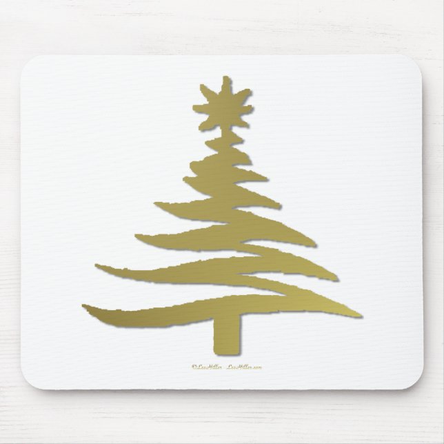 Moderne Weihnachtsbaum Stift Print Gold Mousepad (Vorne)