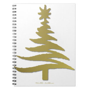 Moderne Weihnachtsbaum Stift Print Gold Notizblock