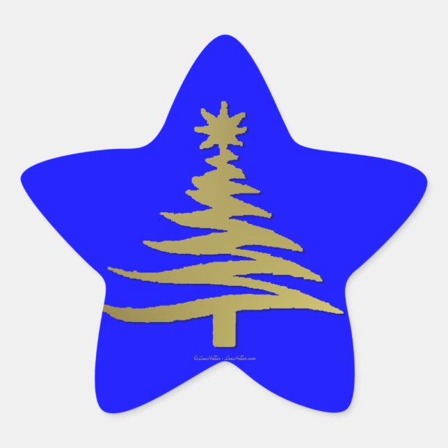 Moderne Weihnachtsbaum Stift Print Gold Stern-Aufkleber (Vorderseite)