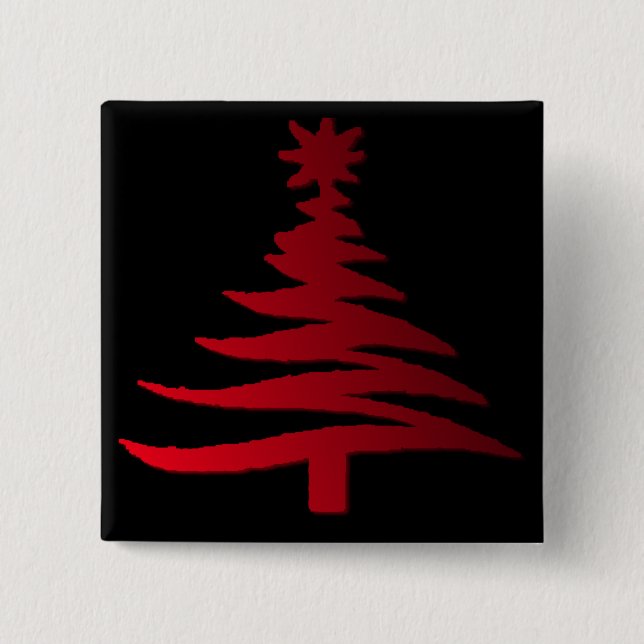 Moderne Weihnachtsbaum Stift Rot drucken Button (Vorderseite)