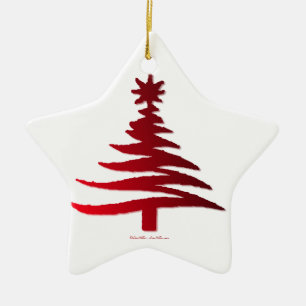 Moderne Weihnachtsbaum Stift Rot drucken Keramik Ornament