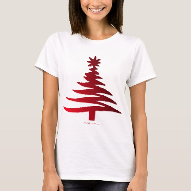 Moderne Weihnachtsbaum Stift Rot drucken T-Shirt (Vorderseite)