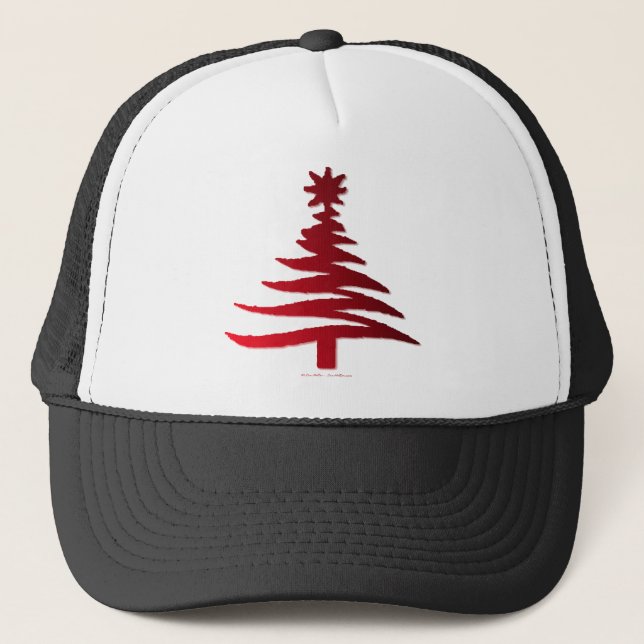 Moderne Weihnachtsbaum Stift Rot drucken Truckerkappe (Vorderseite)