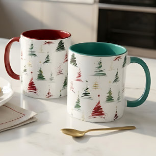 Moderne Weihnachtsbaum-Zweifarben-Tasse Tasse