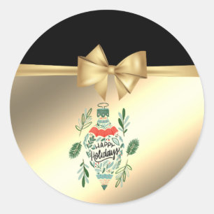 Moderne Weihnachtsbaumblätter, falsche Goldschleif Runder Aufkleber