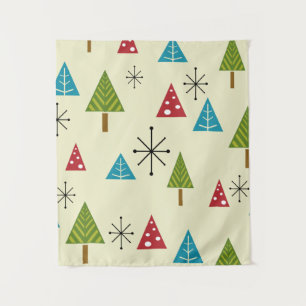 Moderne Weihnachtsbäume aus dem Mittelalter Wandteppich