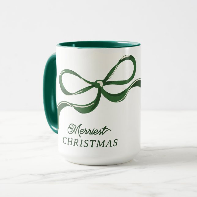 Moderne Weihnachtsbäume | Classic Holiday Green Tasse (Vorderseite Links)