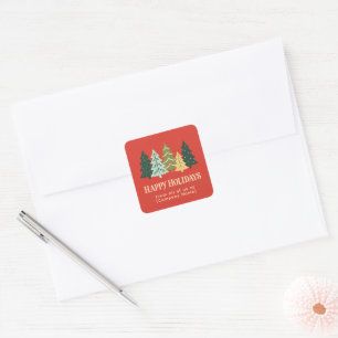 Moderne Weihnachtsbäume Corporate Frohe Feiertage Quadratischer Aufkleber