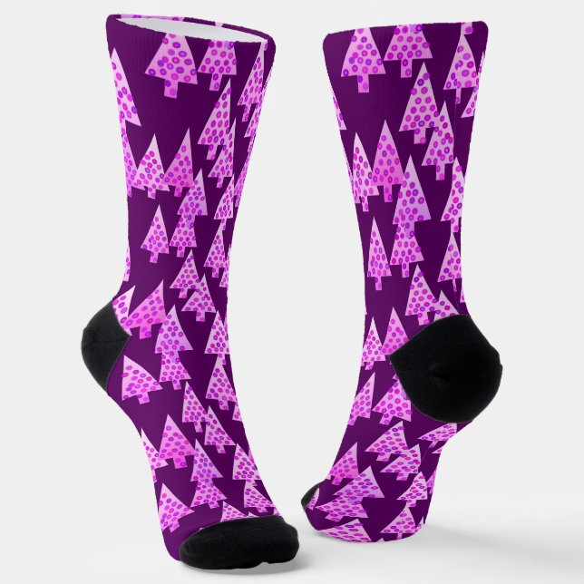 Moderne Weihnachtsbäume der Blume, Amethyst Lila Socken (Gewinkelt)