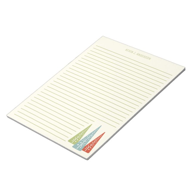 Moderne Weihnachtsbäume des Mitteljahrhunderts Lin Notizblock (angewinkelt)