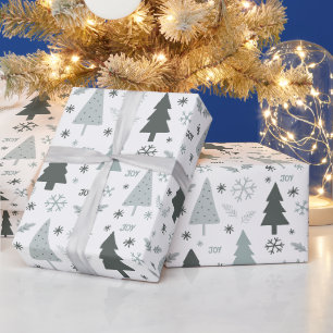 Moderne Weihnachtsbäume Grau Geschenkpapier