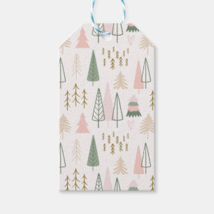 Moderne Weihnachtsbäume grün und rot pink Geschenkanhänger