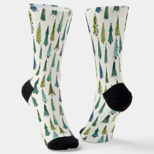 Moderne Weihnachtsbäume illustriertes Muster Socken