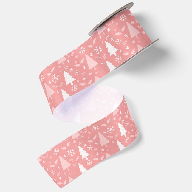Moderne Weihnachtsbäume im rosa Muster Satinband (Rückseite)
