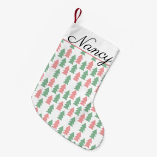 Moderne Weihnachtsbäume in Pink und Grün Kleiner Weihnachtsstrumpf