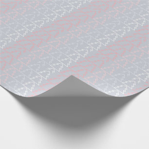 Moderne Weihnachtsbäume in Rosa und Grau Geschenkpapier