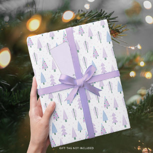 Moderne Weihnachtsbäume Lavender Blue Pattern Geschenkpapier
