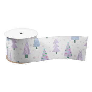 Moderne Weihnachtsbäume Lavender Blue White Satinband