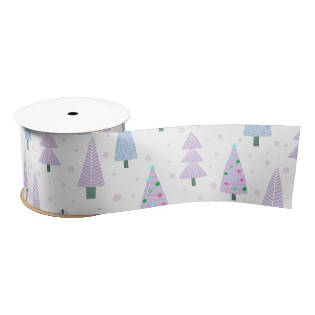 Moderne Weihnachtsbäume Lavender Blue White Satinband (Spule)
