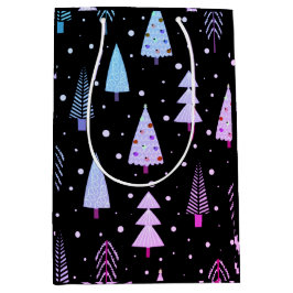 Moderne Weihnachtsbäume Lila Pink Black Mittlere Geschenktüte