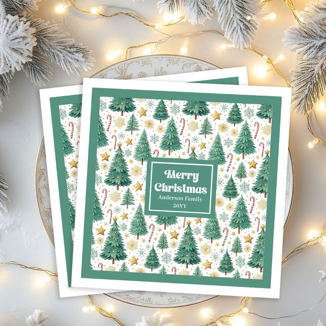 Moderne Weihnachtsbäume Minimalistische Papiertüch Serviette (Modern Christmas Trees Minimalist Paper Napkins)