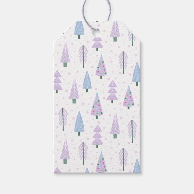 Moderne Weihnachtsbäume Muster Lavender Geschenkanhänger (Vorderseite)
