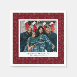 Moderne Weihnachtsbäume Neujahr Foto & Grüße Serviette