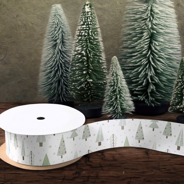 Moderne Weihnachtsbäume Olive Green Satinband (Von Creator hochgeladen)