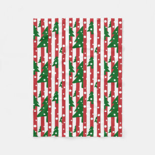 Moderne Weihnachtsbaume Rot-Grüne Streifen Muster Fleecedecke