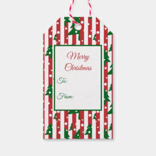 Moderne Weihnachtsbaume Rot-Grüne Streifen Muster Geschenkanhänger