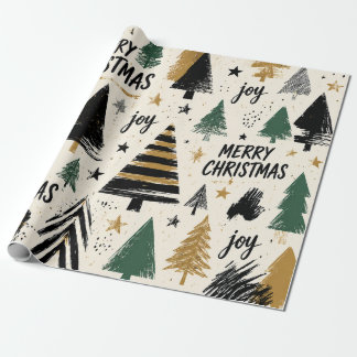 Moderne Weihnachtsbäume-Typografie-Muster Geschenkpapier
