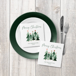 Moderne Weihnachtsbäume Typografie Serviette