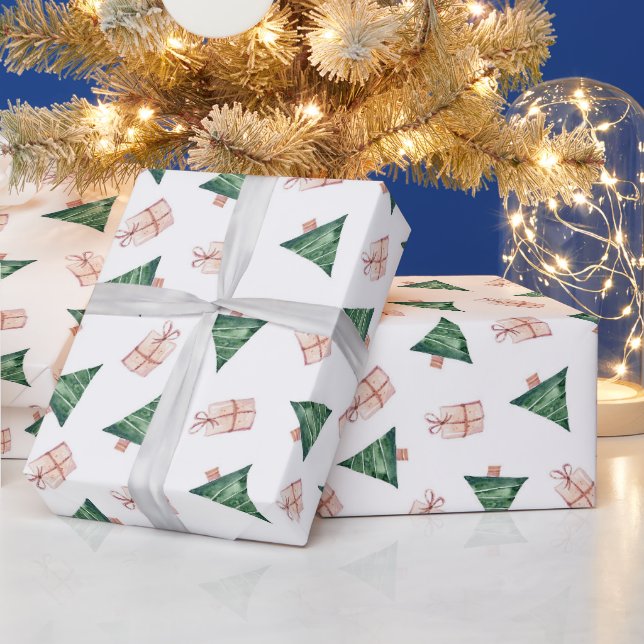 Moderne Weihnachtsbäume und Feiertage Geschenkpapier (Feiertage)