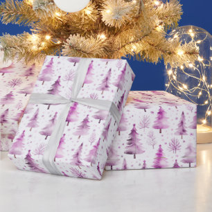 Moderne Weihnachtsbäume und Schneeflocken Weihnach Geschenkpapier