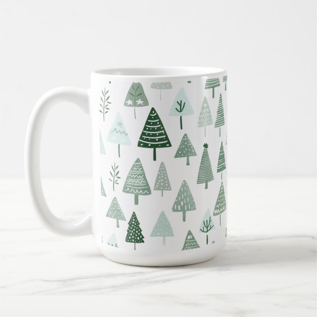 Moderne Weihnachtsbäume weiß und grün Kaffeetasse (Links)