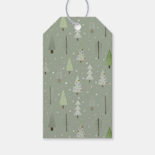 Moderne Weihnachtsbaumen Muster Sage Green Geschenkanhänger