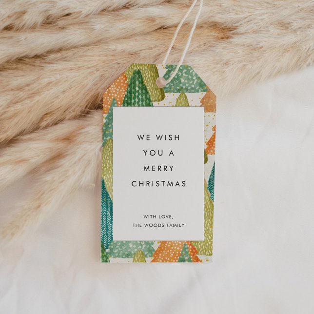 Moderne Weihnachtsbaumen Musterurlaub Geschenkanhänger (Von Creator hochgeladen)