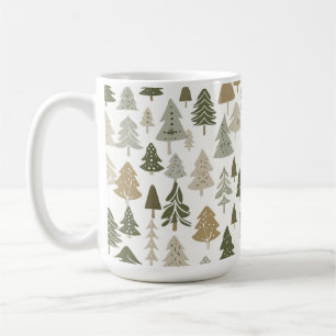 Moderne Weihnachtsbaumen Sage Olive Green Pattern Kaffeetasse