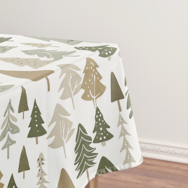 Moderne Weihnachtsbaumen Sage Olive Green Pattern Tischdecke (Beispiel)
